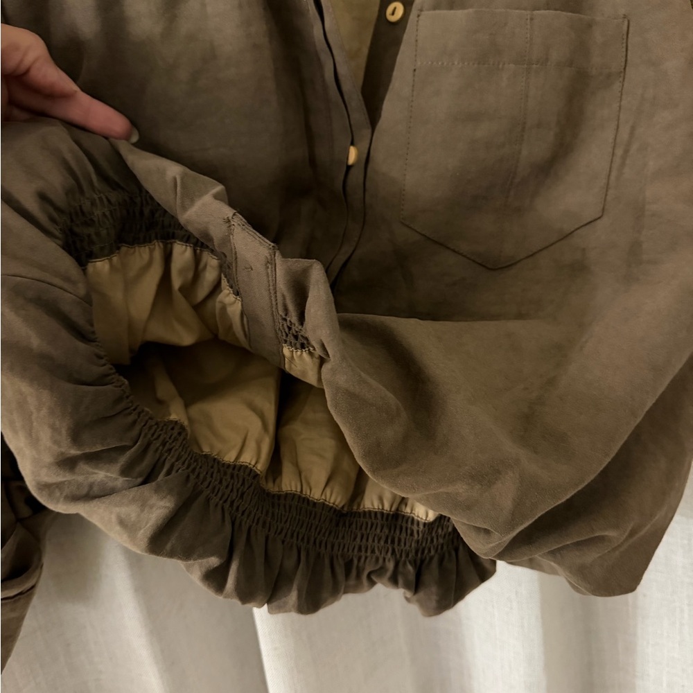 Democracy Olive Button Down Shirt - image 2